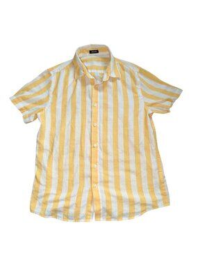 Jmierr Mens Light Weight Striped Shirt-Yellow/White-M-GUC